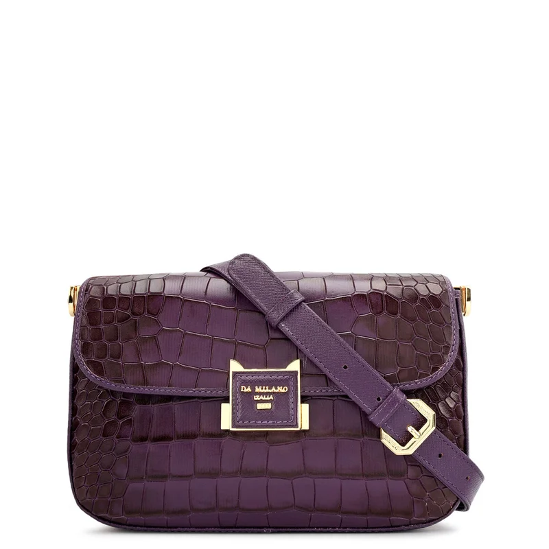 Da Milano Small Croco Leather Shoulder Bag - Grapevine